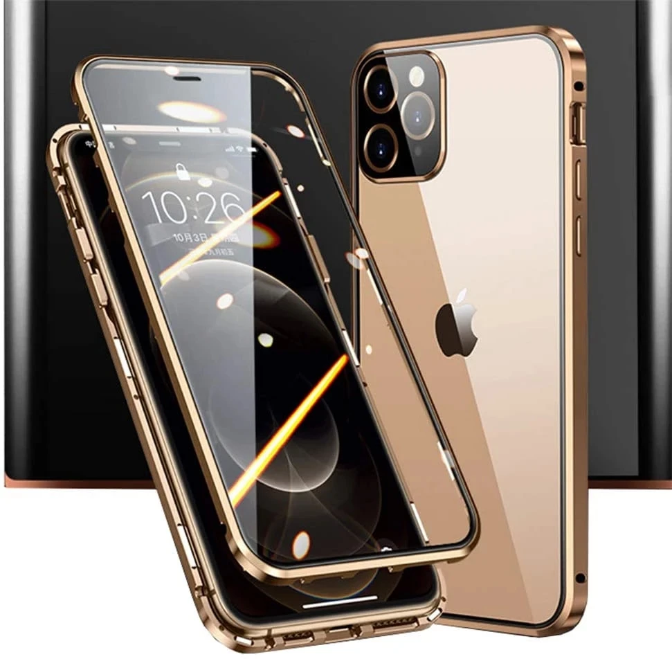 Metal Bumper Double Sided Glass Magnetic Case For iPhone 11 12 Pro Max XR XS XSMAX 6 7 8 Plus SE2020 360 Protective Cover Coque | Мобильные