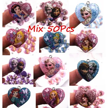 

Wholesale 50Pcs Tangled Mermaid Princess Diy Jewelry Accessories Charms Necklace Pendant with hole Crafts Ornaments Girls Gift