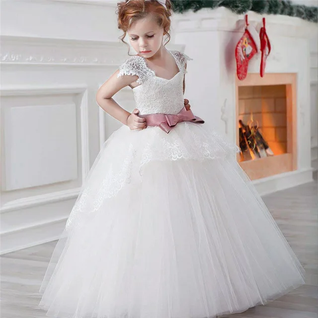 Style 4 Платье принцессы; кружевное винтажное вечернее платье с цветочным узором для девочек; детская вечерняя одежда; милое платье для выпускного вечера для девочек; свадебное платье - Цвет: Style 4
