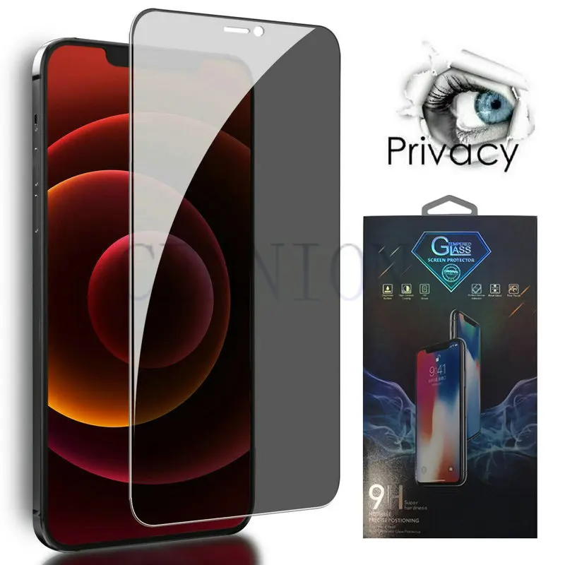 Anti-Spy 9H Privacy Glass Silk Screen Protector for iPhone 14 13 12 Pro Max Mini 11 X XS 5.8 XR 8 7 Plus 400 pcs