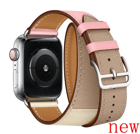 Браслет на запястье для Apple Watch, кожаный ремешок, 42 мм, 38 мм, 40 мм, 44 мм, браслет для iWatch, ремешок серии 5, 4, 3, 2, 1 - Цвет ремешка: Double-Rose Sakura