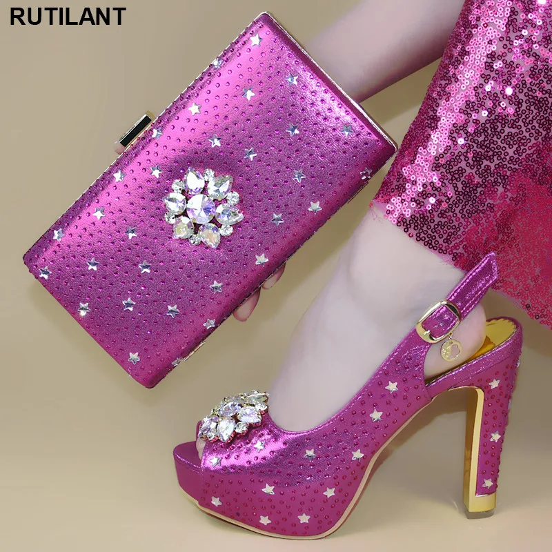 

Latest Italian Shoes with Matching Bags 2019 Italian Shoe and Bag Set for Party In Women Shoes Woman High Heel Buckle Strap