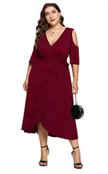 2018 Amazon Ebay Европа и Америка новый стиль женское платье v-образным вырезом с открытыми плечами Половина рукава сплошной цвет платье с поясом, и