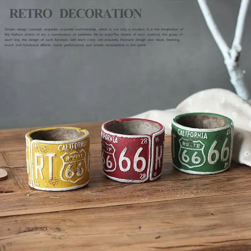 Hot European retro industrial style round RT66 cement ashtray American living room bar cafe creative retro personality decoratio