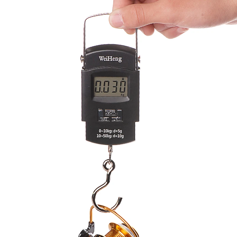 Portable Mini Digital Hand Held 50Kg Fish Hook Hanging Scale Electronic Weighting Luggage Scale LED Display Balance Fishing Tool