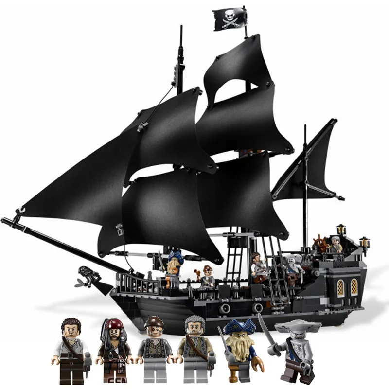 Black Pearl Ship Queen Anne's Revenge Pirates Caribbean Bricks Pirates Ship Boat Model Building Blocks Boys Gifts Toys - Цвет: A