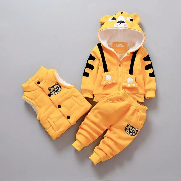 

Small CHILDREN'S Winter Set Autumn & Winter-Year-Old Male Baby 012345 Brushed And Thick Three-piece Set Infant B Class Cotton Un