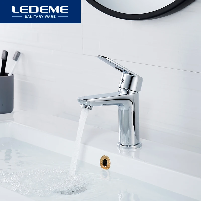 LEDEME Faucet for Bathroom Sinks Bathtub Shower Bracket Single Cold and Hot Water Taps Chrome Shower Faucets set Tap L9030