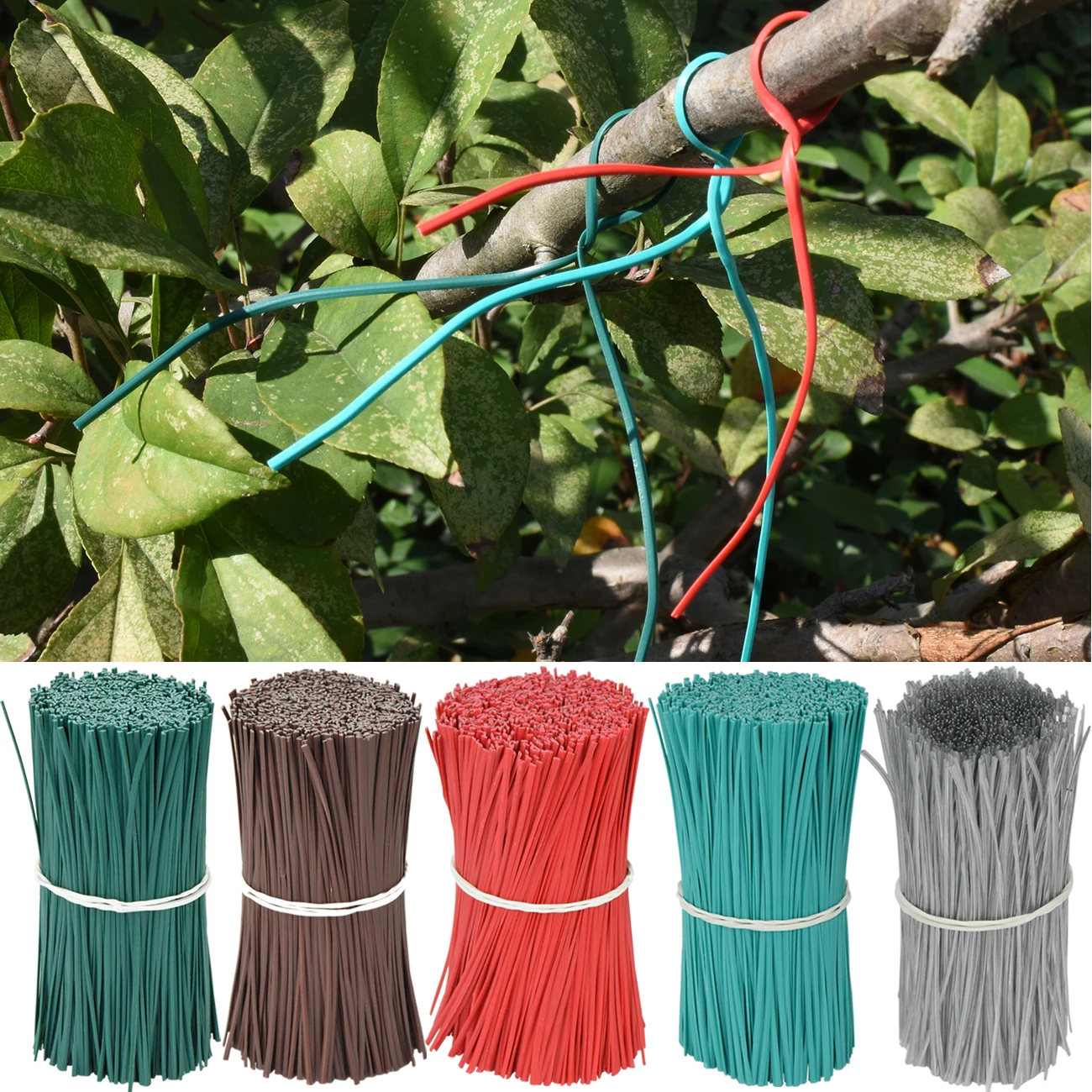 

100PCS Oblate Gardening Cable Ties Reusable Iron Wire Twist Tie for Flower Plant Multifunction Climbing Vines Coated Fix Strings