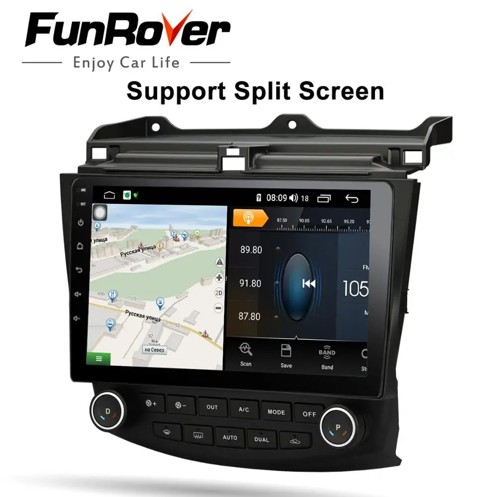 Funrover Android 9,0 автомобильное радио gps навигация для Honda ACCORD 7 2003-2007 автомобильный dvd видео мультимедиа DVR BT OBD RDS 4G+ 64G 8 core