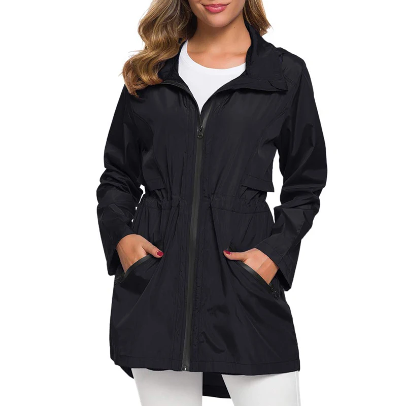 Sfit Женский Длинный плащ с капюшоном уличная легкая ветровка непромокающая