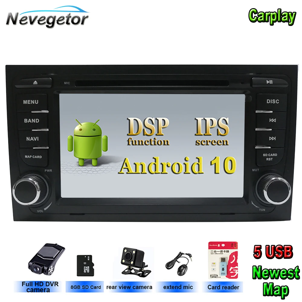 DSP Android 10 ips автомобильный мультимедийный плеер для Audi A4 B6 B7 S4 B7 B6 RS4 B7 SEAT Exeo WiFi радио с Bluetooth и GPS стерео