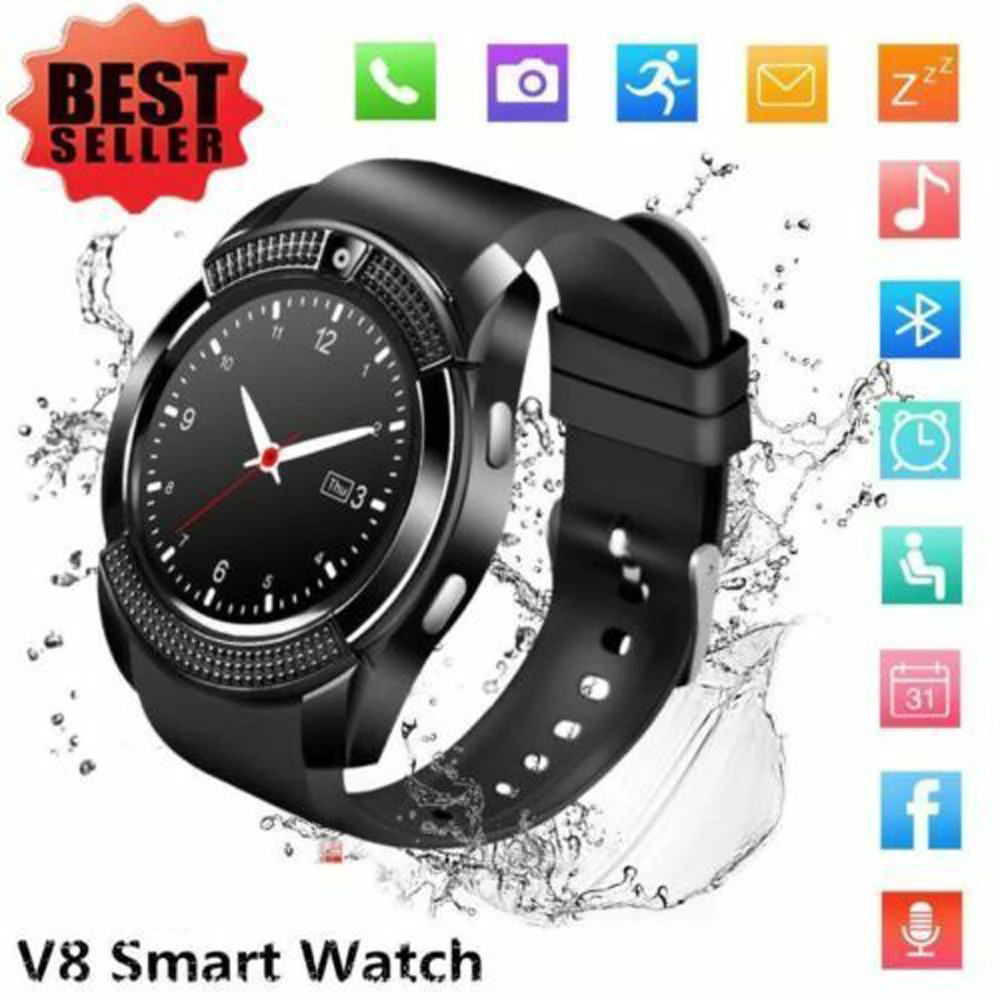V8 Смарт часы и сим телефон и Bluetooth Камера и gps для samsung iphone iOS Android спортивные часы с Шагомером