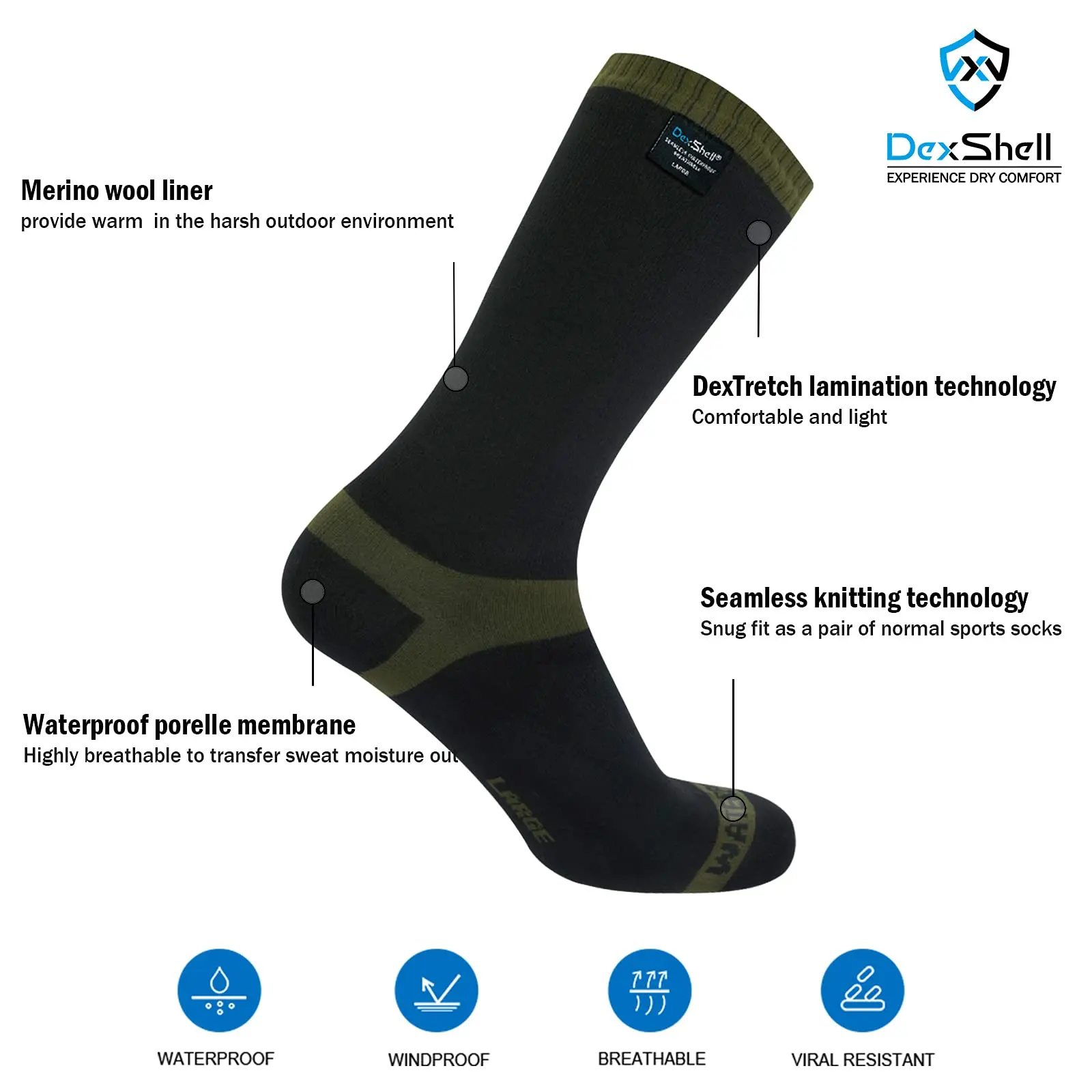 Waterproof Breathable Men And Women Socks Merino Wool Thermal Warm For Hiking Camping Running Cycling Fishing Trekking