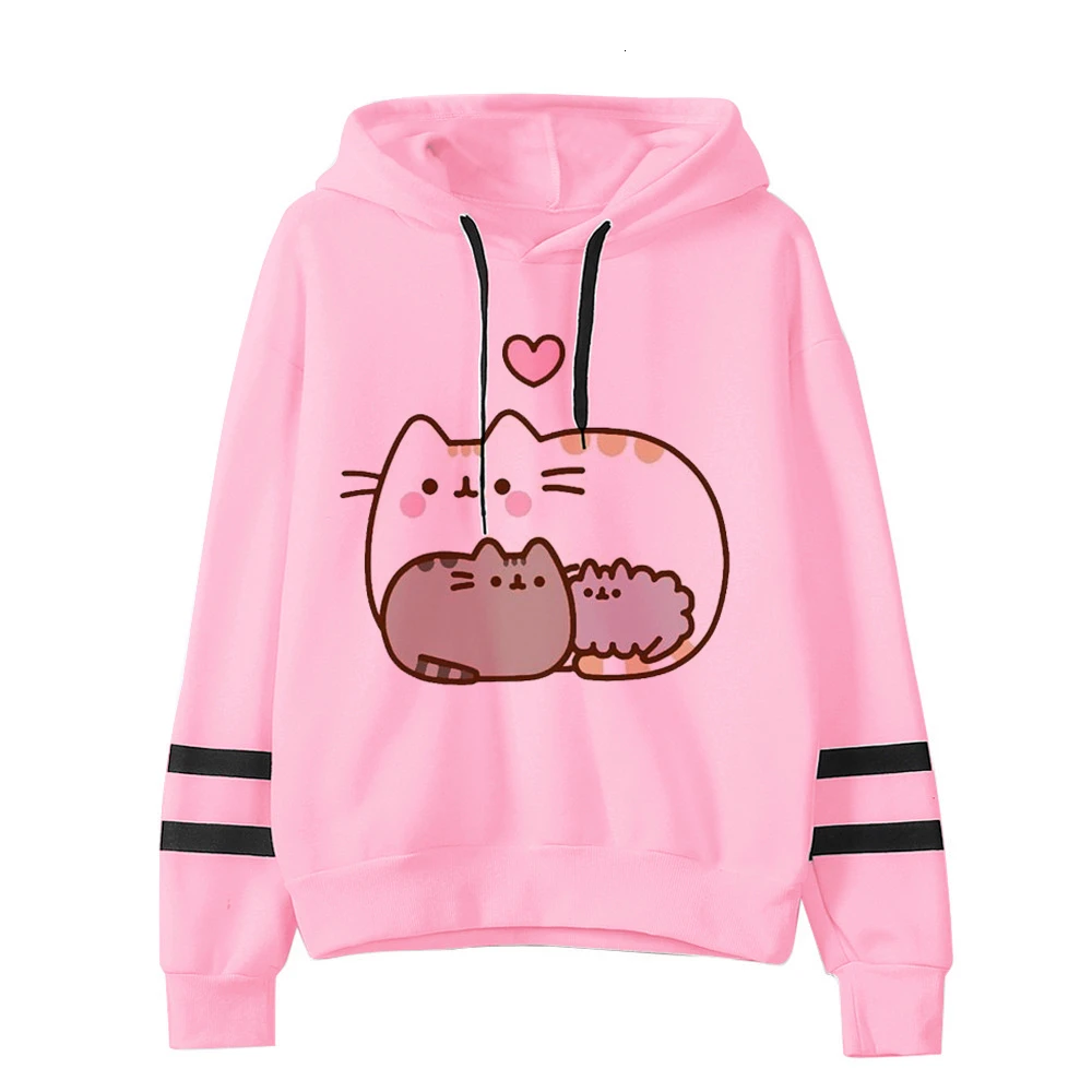 cat hoodie women fashion cartoon korean harajuku pink female style kawaii 90s clothes hood Sweatshirt Oversized cat clothes - Цвет: 812