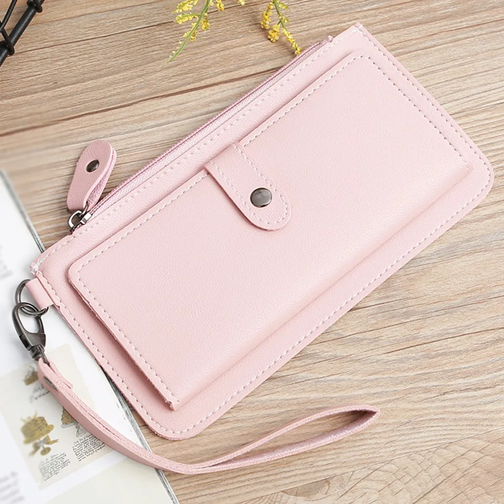 Women Long Wallets Fashion Solid Handbags Multi-Function Coin Purse Cards ID Cards Holder Leather Money Bag Clutch Wallet