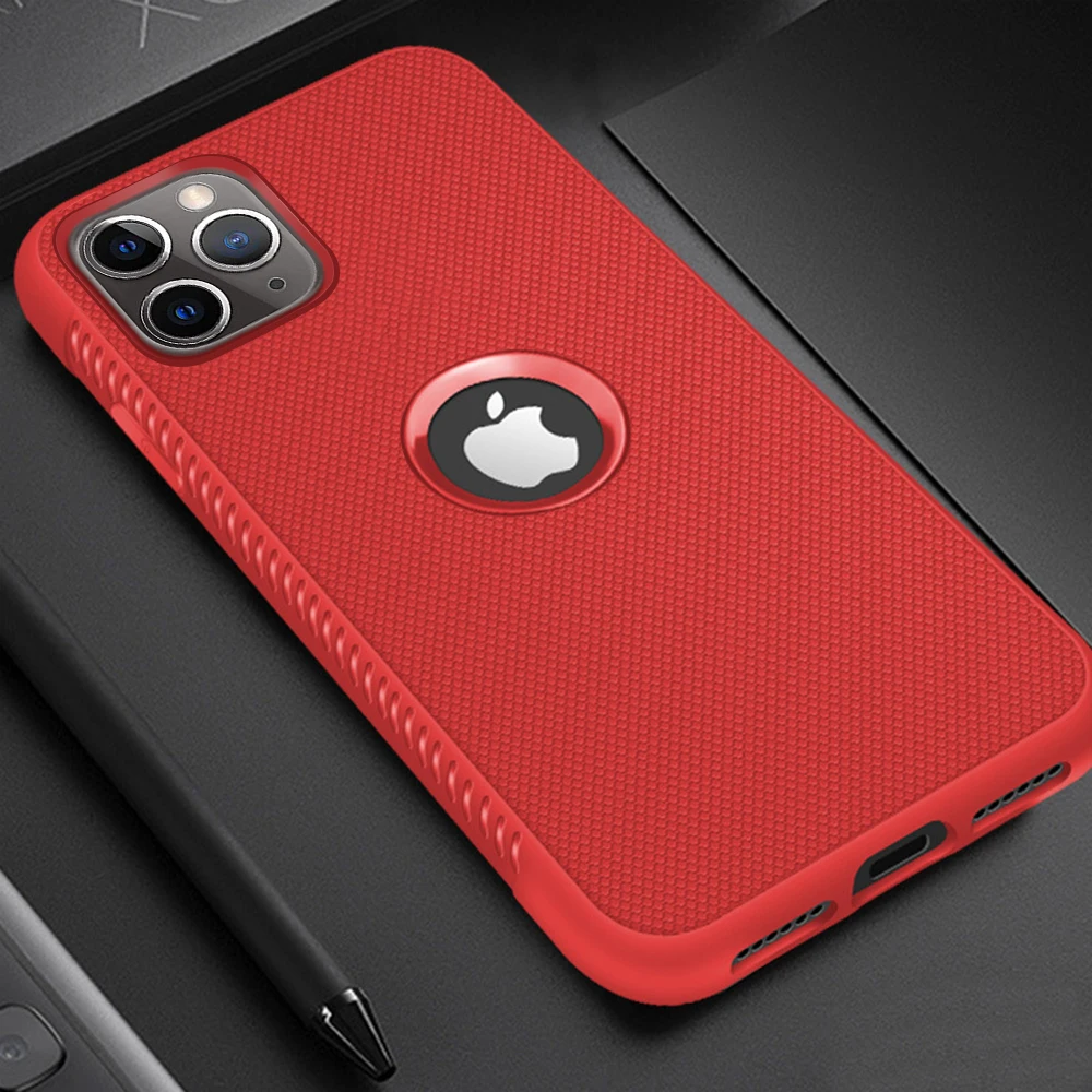 Red Чехол для телефона с точным отверстием для iPhone 7 8, мягкий ТПУ чехол для iPhone 8 7 Plus XS MAX XR 11 Pro MAX X XS 11Pro, прочный Чехол - Цвет: Red