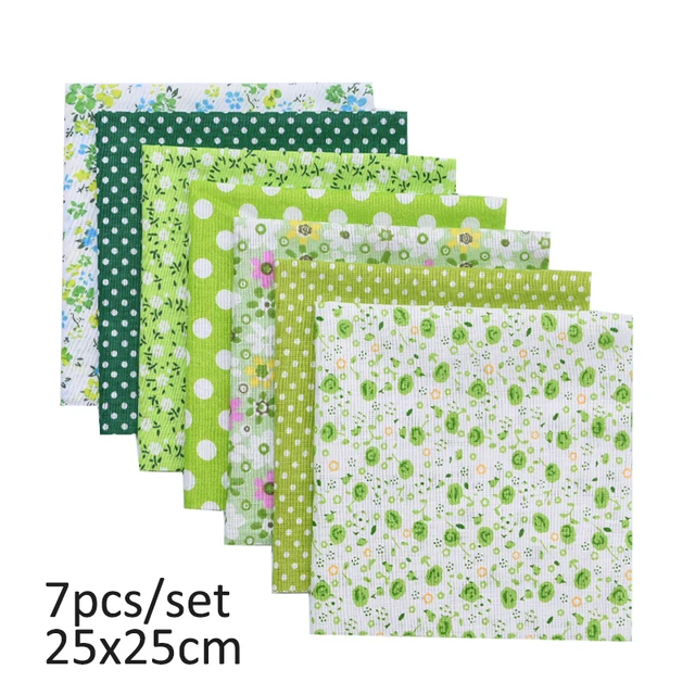 20cmx25cm and 25cmx25cm Cotton Fabric Printed Cloth Sewing Quilting Fabrics for Patchwork Needlework DIY Handmade Material 7pcs 25x25cm