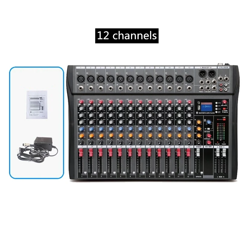 US $117.12 LEORY EU 812 Channel Bluetooth Mixer Professional DJ Karaoke KTV Stage Bluetooth Audio USB Tuner MP3 U Disk DSP Digital Reverb