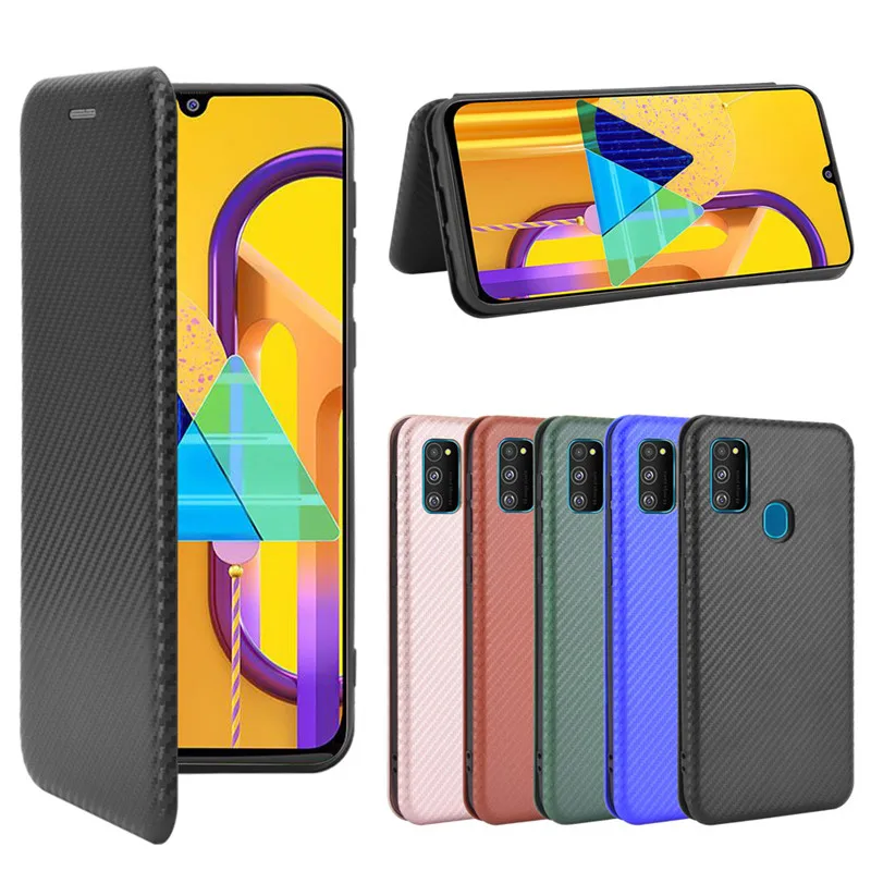 For Samsung Galaxy M30s Case 6.4" Fashion Carbon Fiber PC Hard Card