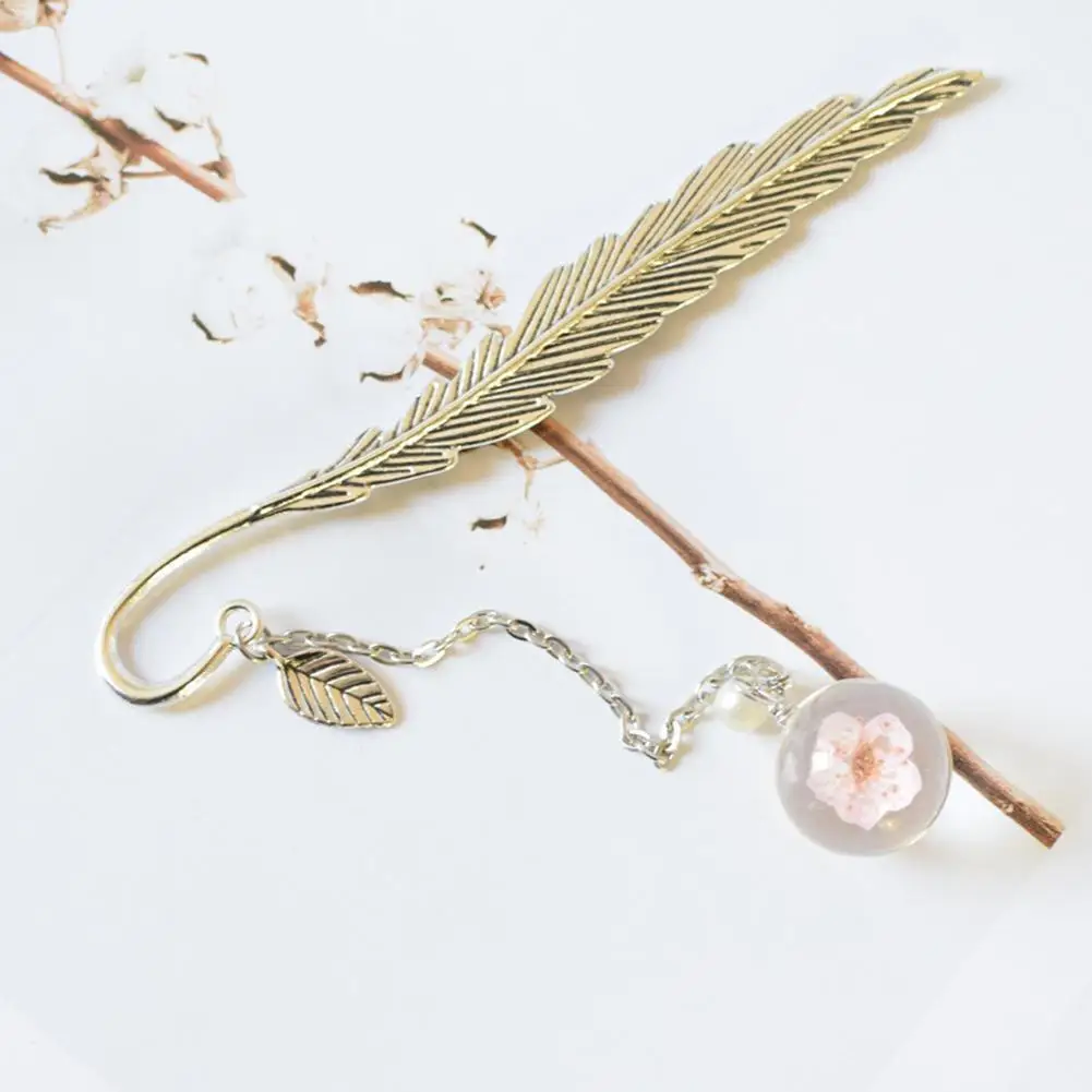 

Dried Flower Specimen Bookmark Vintage Feather Reading For Book Beautiful Hanging Book Tassel Clip Bookmark Mark Metal P3J3
