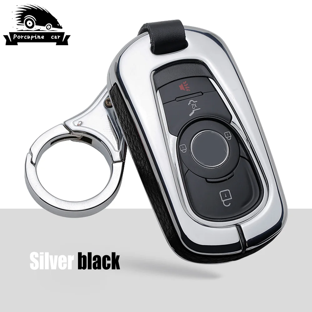Silver black Автомобильный Стильный кожаный чехол для ключей Buick GL8 VELITE 5 ENCORE ENVISION LACROSSE VERANO автомобильные аксессуары - Название цвета: Silver black