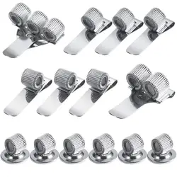 2PCS Stainless Steel Pen Holder Adhesive Clip With Adjustable Spring Loop For Notebook Clipboard Home Office Kitchen Car&Pocket