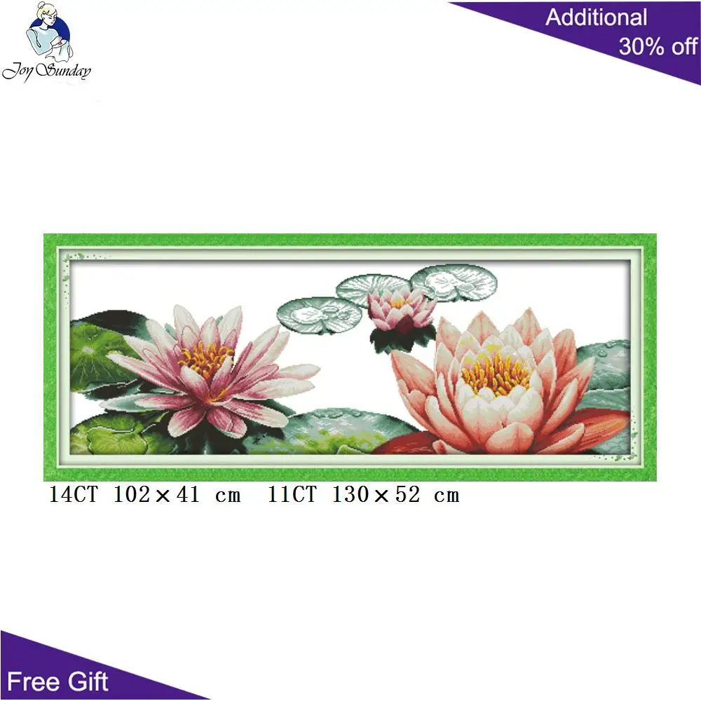 Joy Sunday Lotus домашний декор H063H182H285 14CT 11CT Счетный и штампованный улыбка Триптих летние цветы лотоса наборы для вышивки крестом