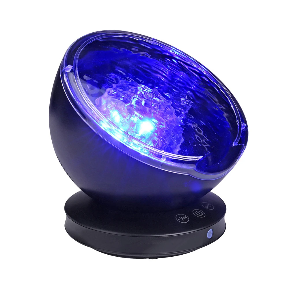 Speaker 7 Colors Timing Help Sleep Music Ocean Wall Hanging Easy Apply Desktop Night Light USB Connection Projector Lamp
