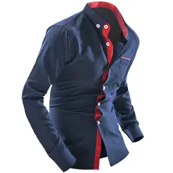 2015 бутик новый стиль Мужская английская Мода в горошек приталенная рубашка с длинными рукавами 1367