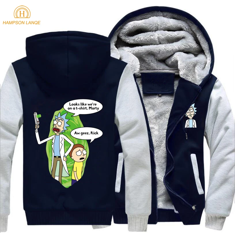 Men Thick Winter Fleece Warm Jacket Rick and Morty Coat On The Hoodie Coats Jackets Winter Sweatshirt Hoodies Streetwear Jackets