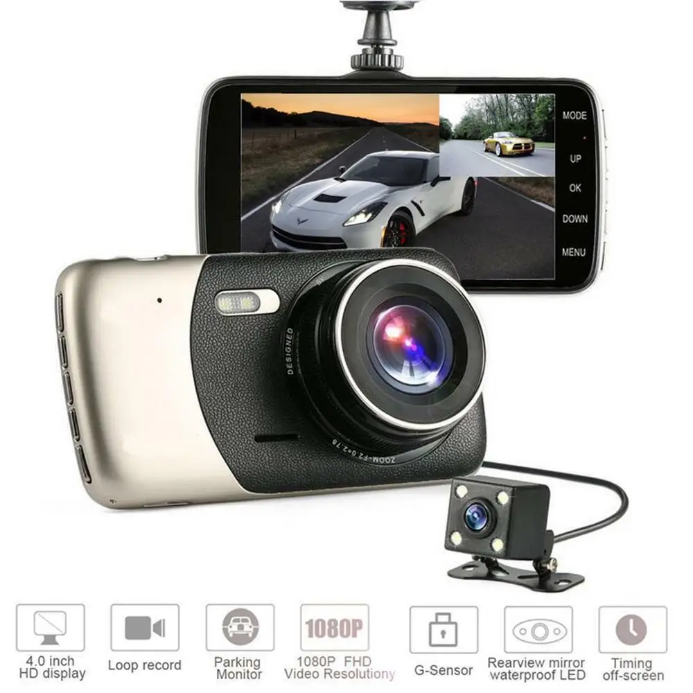 

Mini Dual Lens Car Dvr video recorder Cameras 4"LCD Motion Detection G-sensor Parking monitor Cycle Recording dash cam