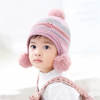

Newest Hot Newborn Girls Boys Hats Winter Warmer Knitted Kids Cap Ball Baby Knitted Cotton Hat
