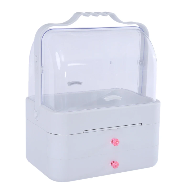 

Dust-Proof Makeup Organizer, Cosmetic and Jewelry Storage with Dustproof Lid, Display Boxes with Drawers for Vanity, Skin Care P