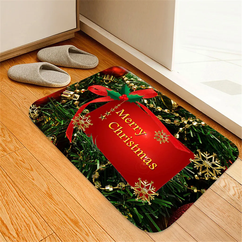 Нескользящий напольный коврик 40X60 см Рождественская серия для кухни и ванной комнаты Придверный коврик с принтом Санта Клауса лося снеговика Новогоднее украшение