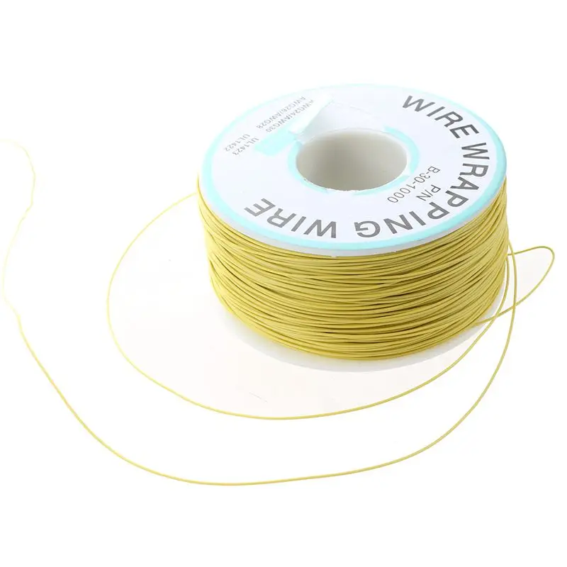 Желтое покрытие ПВХ Оловянная медь обертывание ping Wire wrap 305 м 30AWG кабельная катушка