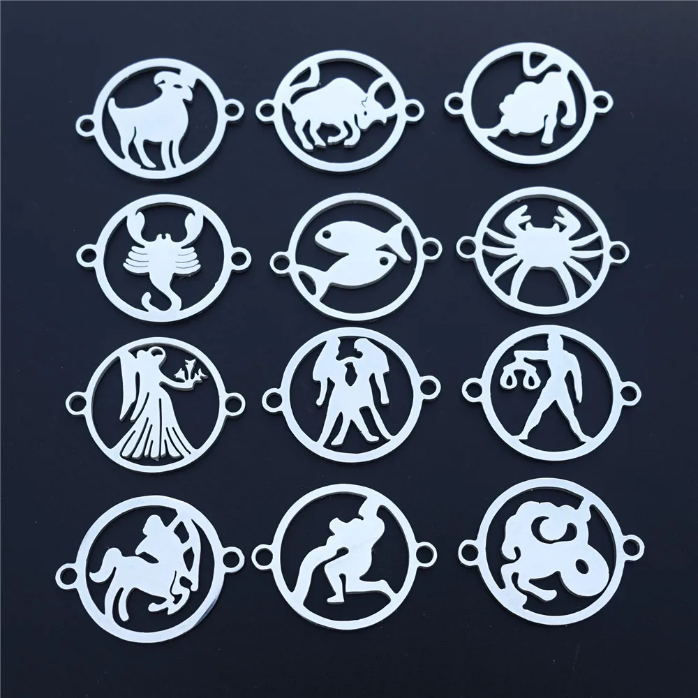 

Stainless Steel Connectors Constellations Zodiac 12 Horoscope Virgo Leo Cancer Gemini Aries Libra Pisces Diy Jewelry Findings