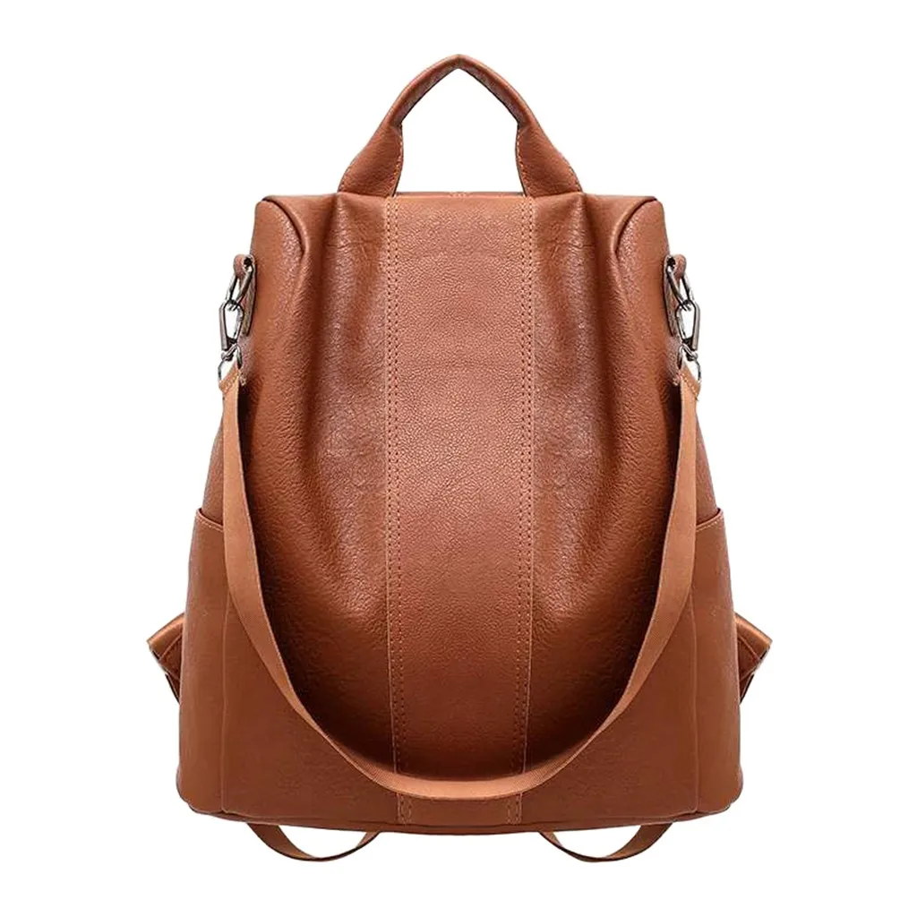 Повседневный женский кожаный элегантный рюкзак Противоугонный Рюкзак Винтажный школьный наплечный черный/коричневый рюкзак