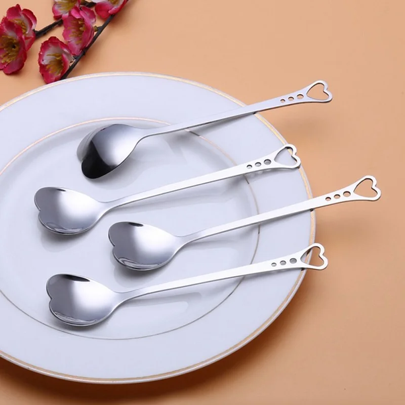

1PC Stainless Steel Heart Shape Coffee Spoon Kitchen Accessories Dessert Sugar Stirring Spoons Teaspoon Dinnerware