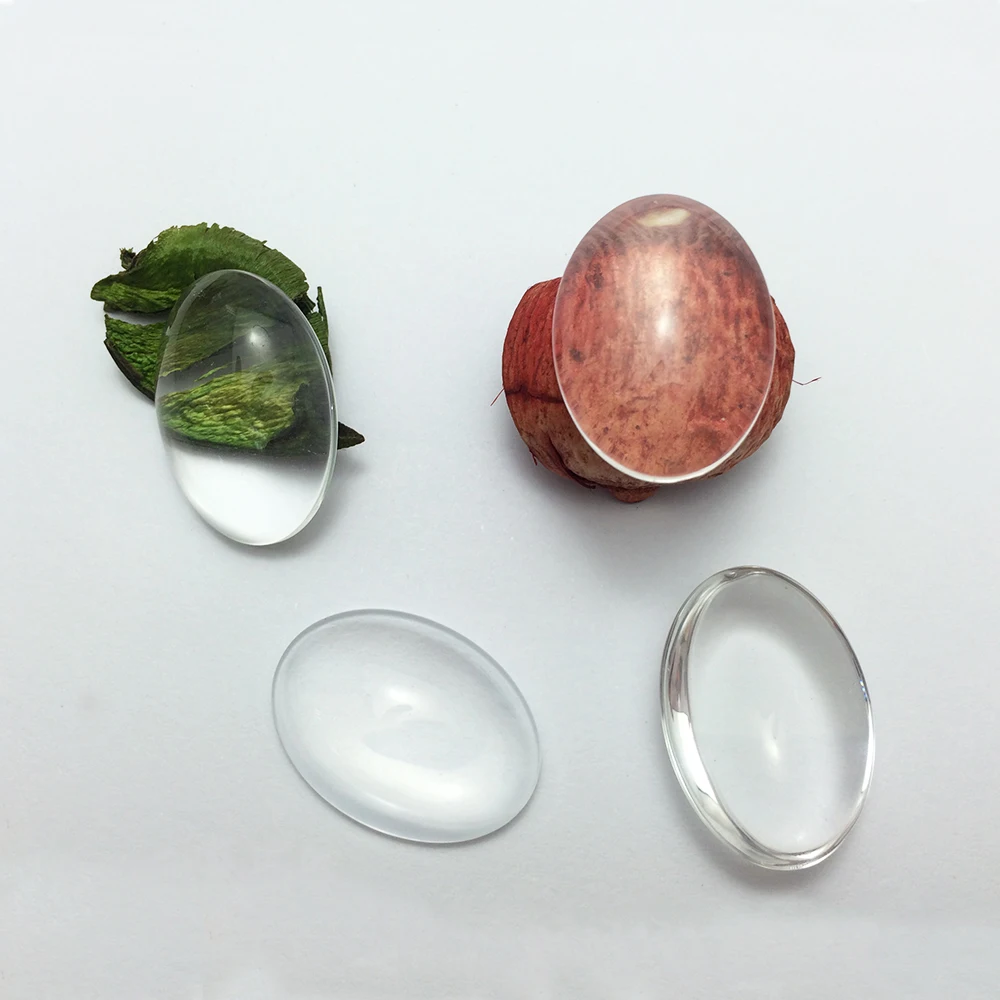 20-50pcs/lot 18x25/30x40mm Oval Glass Cabochons Flat Back Clear Crystal For DIY Charm Pendant Necklace Jewelry Making