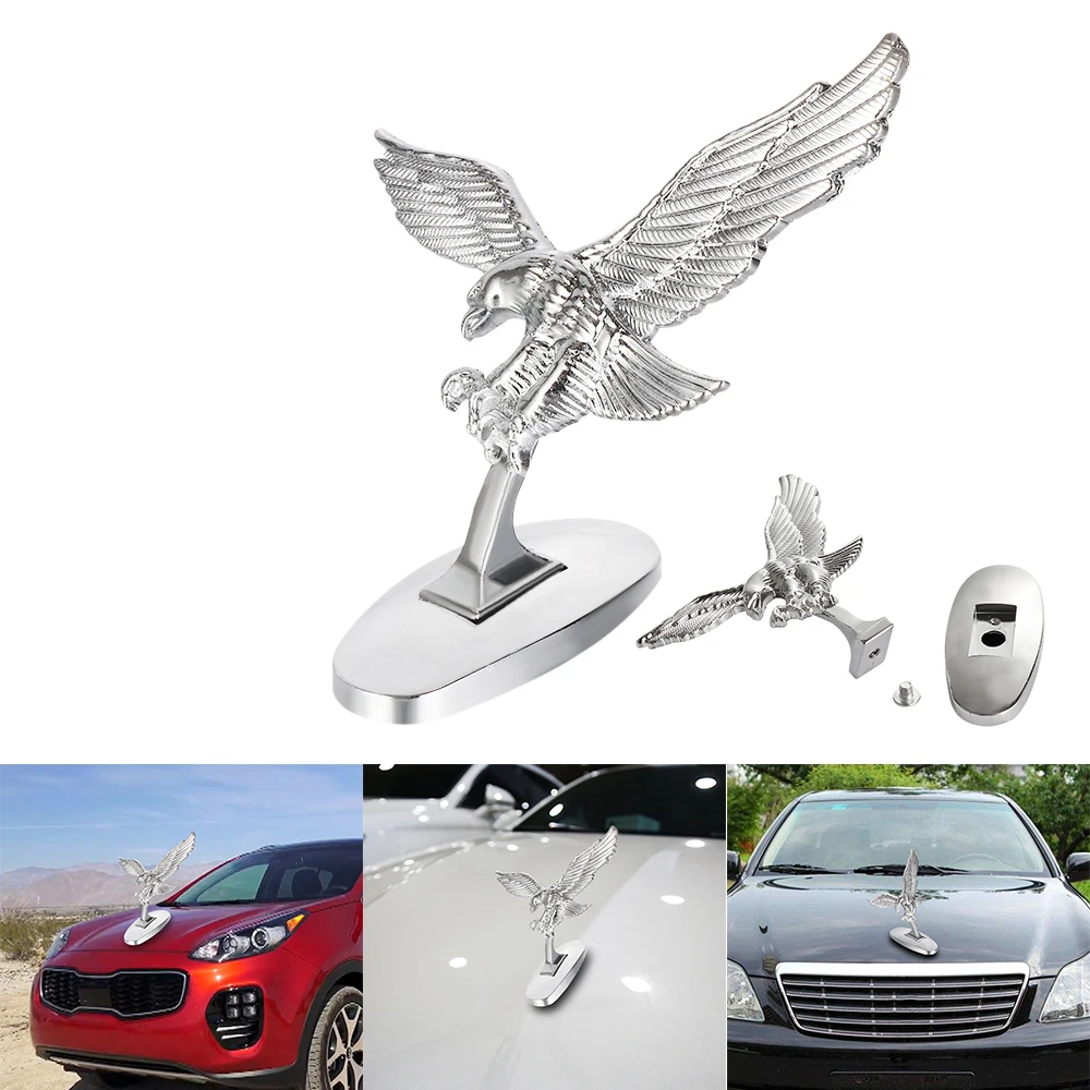 Car Front Cover 3D Metal Chrome Eagle Emblem Stickers Vehicle Hood Ornament Badge Automobiles Exterior Decoration | Автомобили и