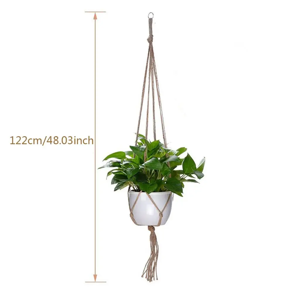 122cm One-layer Натуральные вешалки для растений из макраме, висячее растение из хлопчатобумажной веревки, держатели, цветочный горшок, вешалка, корзина для внутреннего наружного домашнего свадебного декора - Цвет: 122cm One-layer