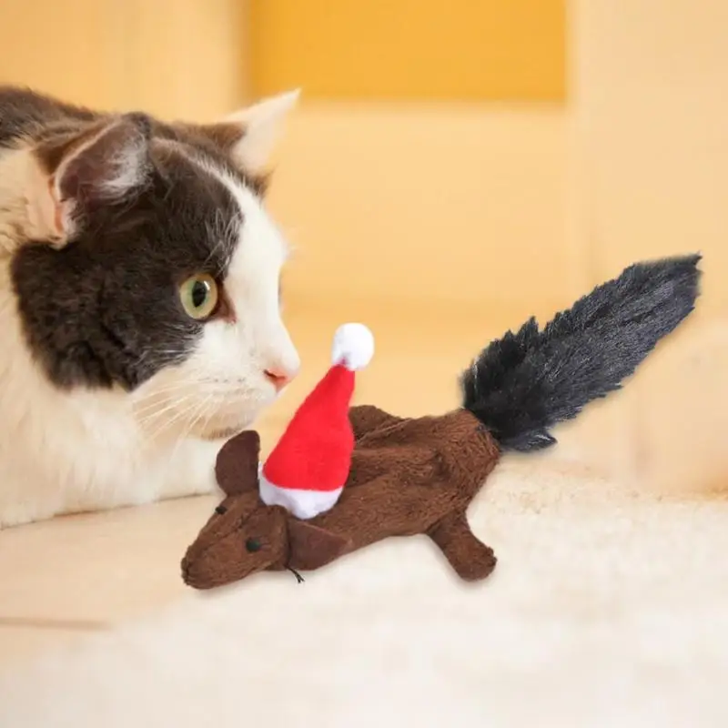 Плюшевые игрушки для кошек, Рождественская шапка, мышь, котенок, забавные интерактивные игрушки для игр, искусственные товары для домашних животных, игрушки для кошек