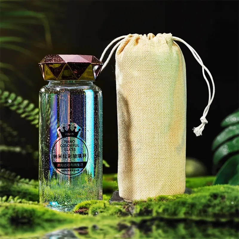 Upspirit 370 мл стеклянная Алмазная бутылка для воды, чайник, стакан, чашка, портативный, для спорта на открытом воздухе, путешествия, шейкер для протеина, посуда для напитков