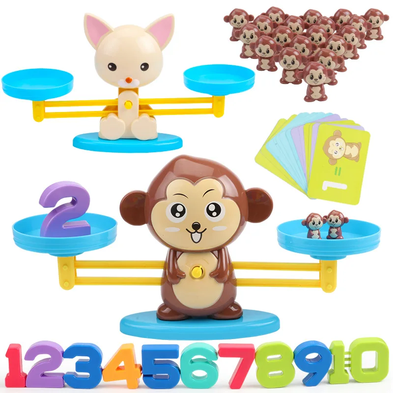 

Kids Montessori Math Toys Digital Monkey Balance Scale Education Counting Number Pig Rocket Match Early Learning Board Game