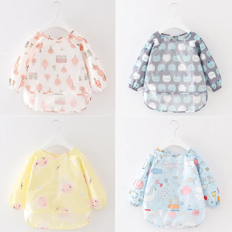 Bavaglini Bandana Per Bambini Impermeabili Bavaglini Per Cartoni Animati Neonati Mangiare Bambini Disegno Grembiule A Maniche Lunghe Bavaglini Per Bam