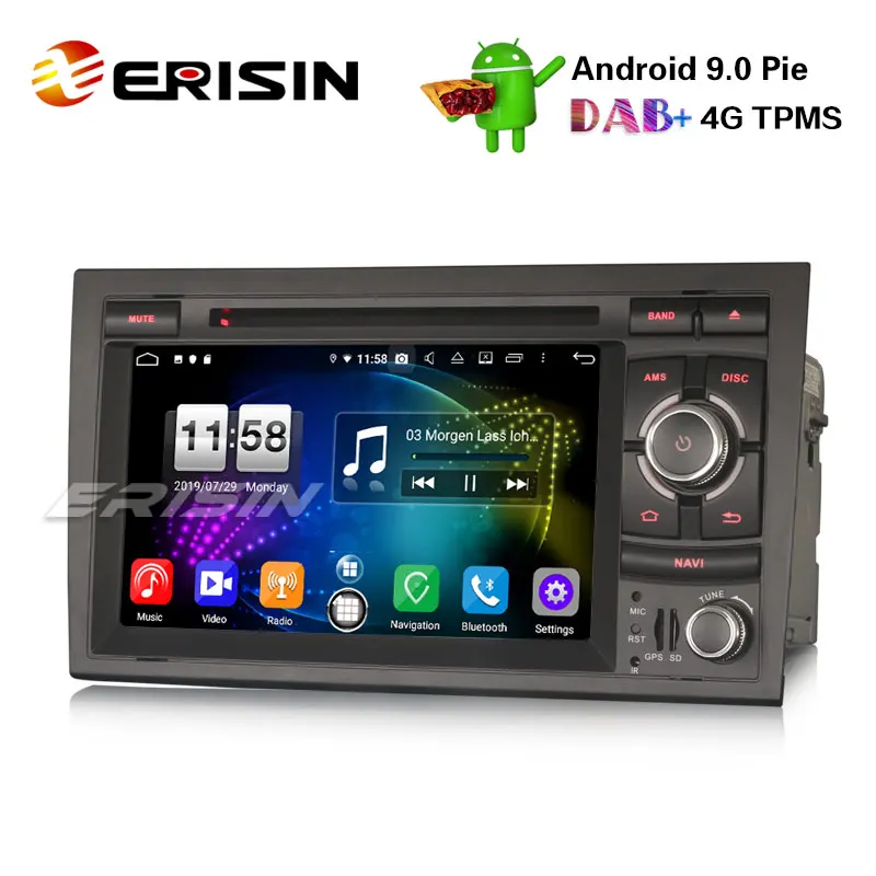 Erisin ES7738A " Android 9,0 Автомобильный DVD стерео DAB+ 4G gps навигация для Audi A4 S4 RS4 SEAT EXEO