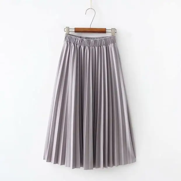 Весенняя Летняя женская юбка с высокой талией, одноцветная плиссированная юбка, женские повседневные юбки миди