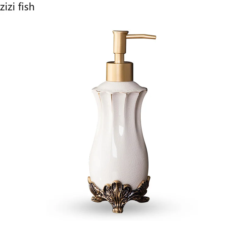 Classical Ceramic Bathroom Set Portable Soap Dispenser Toothbrush Holder Mouthwash Cup Resin Base High Quality Bath Supplies