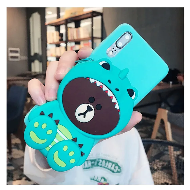 ZCASE Cute Cartoon 3D Bear Wallet Soft Silicone Phone Case For Samsung Galaxy J7 J3 A5 A6 Plus A7 S7 Back cover - Цвет: Bear 2